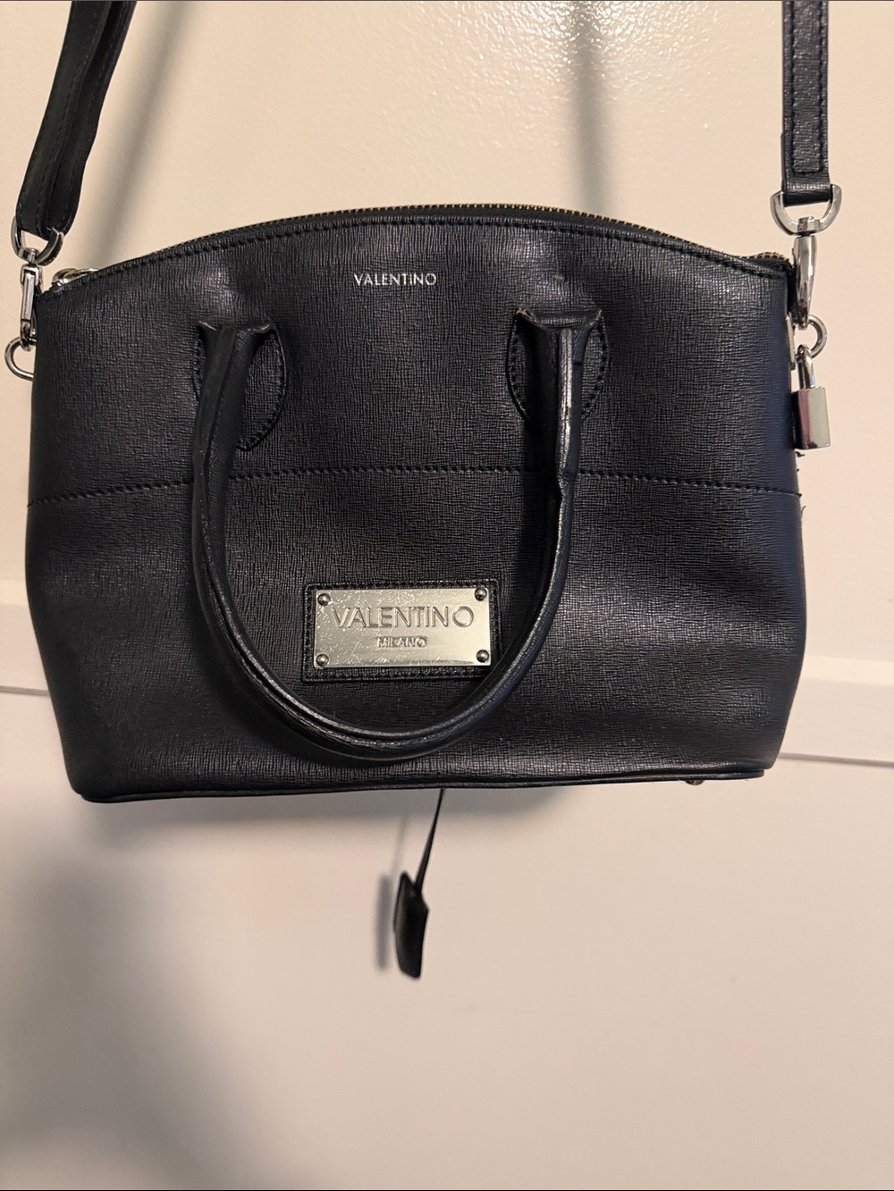 Valentino Black Leather Top-Handle Crossbody Bag